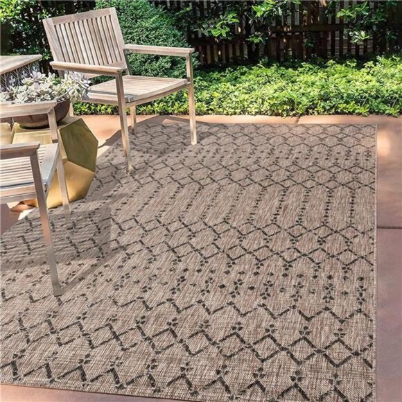 8 Ourika Moroccan Geometric Textured Weave Indoor Outdoor Area r.u.g, Bohemian